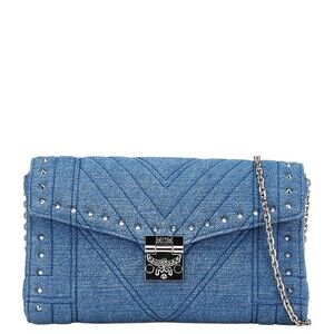 MCM Patricia Studded chain Shoulder Bag Blue Denim